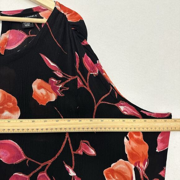 Vtg American Angel Dress Womens 3X Black Floral Maxi Flowy Gauzy Semi Sheer 90s - Picture 11 of 16